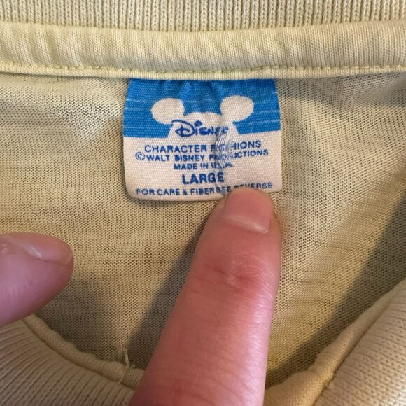 Vintage 80s Men's Disney Mickey Mouse Pale Yellow Polo Shirt, Size Large - Picture 4 of 8